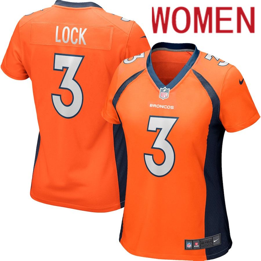 Women Denver Broncos #3 Drew Lock Nike Orange Game Player NFL Jersey